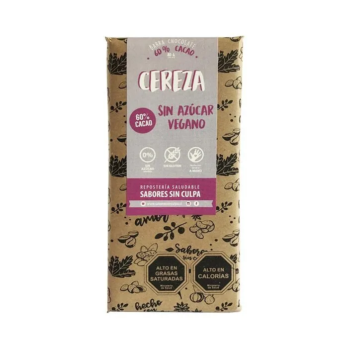 Chocolate cereza (80g) Sabores Sin Culpa