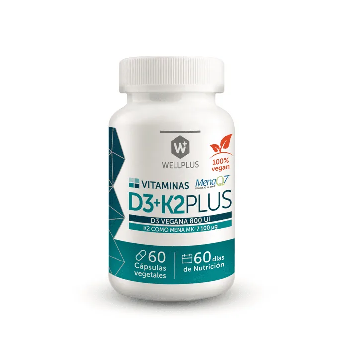 Vitamina D3+K2 Plus (60Cap) Wellplus