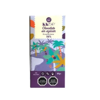Barra de Chocolate 56% Sin Azúcar (80g) KAKAO