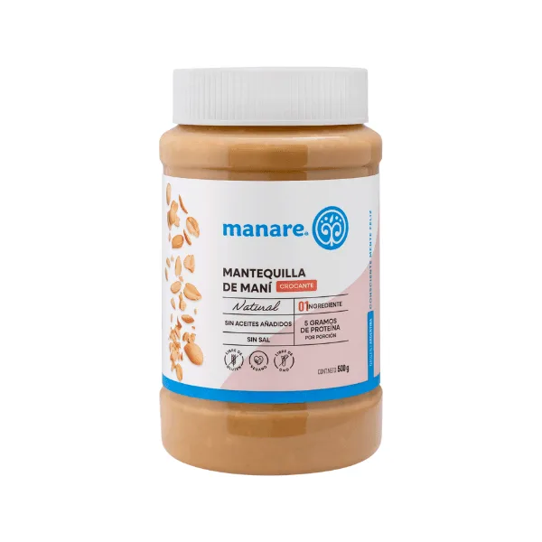 Mantequilla de maní crunchy (500g) Manare