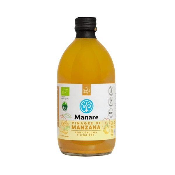 Vinagre de manzana con cúrcuma y jengibre (500ml) Manare