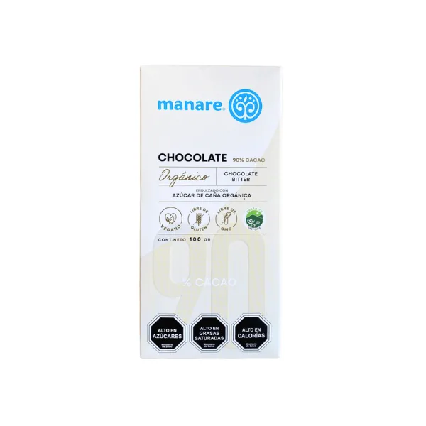 Barra de Chocolate 90% cacao (100g) Manare
