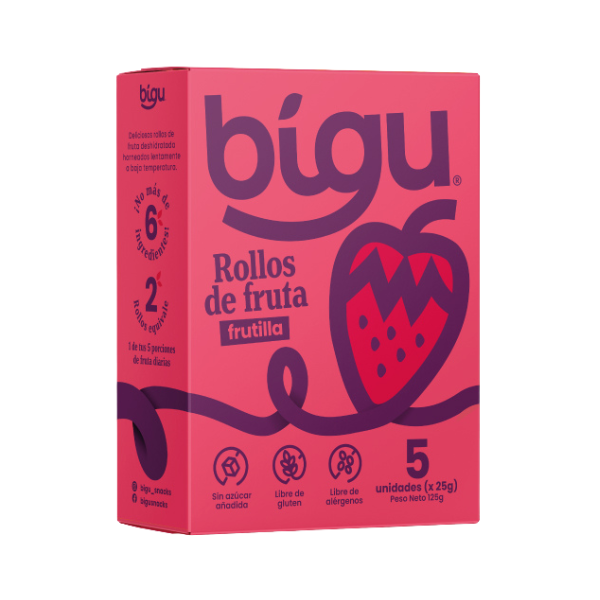 Rollos de Fruta Frutilla (5u) Bigu
