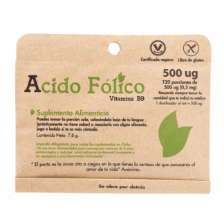 Ácido Fólico en polvo (120 porciones x 500ug) Dulzura Natural