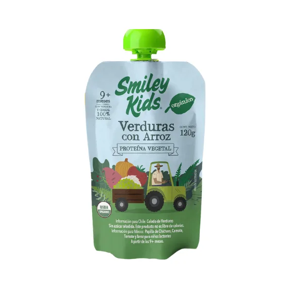 Colado Orgánico Verdura con Arroz (120g) Smiley Kids